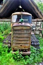 Old abandoned tracked tractor Royalty Free Stock Photo