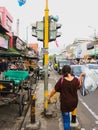 Old abandoned traffic light in Malioboro streets Royalty Free Stock Photo