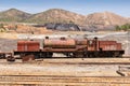 Old abandoned train in the mines of Rio Tinto in Huelva. Andalusia, Spain