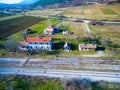 Old abandoned Train Racks, Railways. Aerial view. Royalty Free Stock Photo