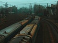 Old abandoned trains on rails Royalty Free Stock Photo