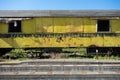 Old abandoned trains in sunny day Royalty Free Stock Photo