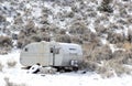 Old Abandoned Travel Trailer in Snow Royalty Free Stock Photo