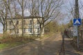 An old abandoned two-story house.