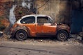 Old Abandoned vintage car wreck