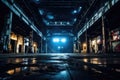 Old Abandoned Warehouse Used for Underground Techno Party Raves, Lowered Dacne Floor