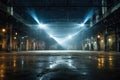 Old Abandoned Warehouse Used for Underground Techno Party Raves, Lowered Dacne Floor Royalty Free Stock Photo