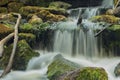 Old, abandoned water mill with water streams and little waterfalls