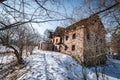 Old abandoned watermill in winter