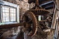 Old abandoned watermill interior