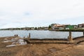 Old and abandoned wharf pier on the Rio das Almas in the city of Taperoa, Bahia Royalty Free Stock Photo