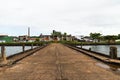 Old and abandoned wharf pier on the Rio das Almas in the city of Taperoa, Bahia Royalty Free Stock Photo