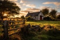 Old abandoned white house on a rural landscape Royalty Free Stock Photo