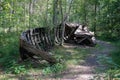 Old abandoned wooden fishing boat