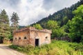 Old abandoned wrecked brick building