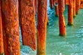 Old abstract rusty piles or supports