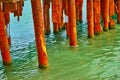 Old abstract rusty piles or supports