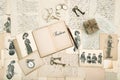 Old accessories, letters and fashion drawings from 1911