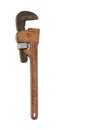 Old adjustable pipe wrench on a white background Royalty Free Stock Photo