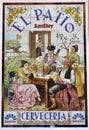 Old advertising poster of a typical bar
