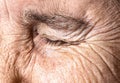 Old Age Concept. Close-up Eye Of An Elderly Woman With A Wrinkled Face