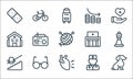 old age line icons. linear set. quality vector line set such as dog, heart attack, staircase, doctor, glasses, home, hospital,