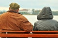 Old age people on the bench Royalty Free Stock Photo