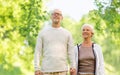 Happy senior couple over green natural background Royalty Free Stock Photo