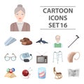 Old age set collection icons in cartoon style vector