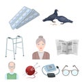 Old age set collection icons in cartoon style vector