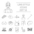 Old age set collection icons in outline style vector