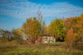 Old aged and damaged wooden house