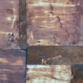 Old aged weathered rusty corroded coat iron sheets texture pattern, multiple horizontal rusted corroding grunge metal patch plates Royalty Free Stock Photo