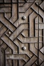 Old aged wooden door iron handcraft deco Royalty Free Stock Photo