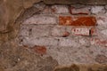 Old aged yellow orange red brick wall background texture Royalty Free Stock Photo