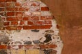 Old aged yellow orange red brick wall texture background Royalty Free Stock Photo