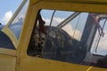 Old agricultural aircraft. Details and cockpit Royalty Free Stock Photo