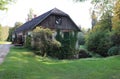 Old agricultural buildings for inventory and storage on the territory of the Latvian manor Birini in autumn 2020