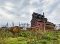 Old agricultural granary. .Abandoned, forlorn collective farm