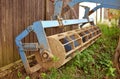 Old agricultural machine with rust and dirt on it, rustic farm e Royalty Free Stock Photo