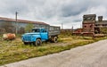 Old agricultural machinery, old truck. Abandoned collective farm. Royalty Free Stock Photo