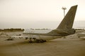 Old aircraft at an abandoned airfield