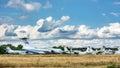 Old aircrafts on the abandoned aerodrome Royalty Free Stock Photo