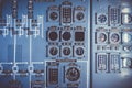 Old airplane control panel in cockpit Royalty Free Stock Photo