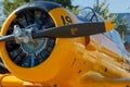 An old airplane engine and propeller Royalty Free Stock Photo