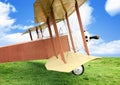 Old airplane on green grass Royalty Free Stock Photo