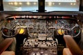 Old airplane internal cockpit and instruments Royalty Free Stock Photo