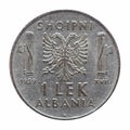 Old Albanian Lek isolated over white Royalty Free Stock Photo