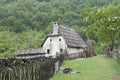 Old Albanian stone house with wooden roof in the village Theth Royalty Free Stock Photo