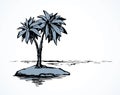 Palm on beach. Vector drawing Royalty Free Stock Photo